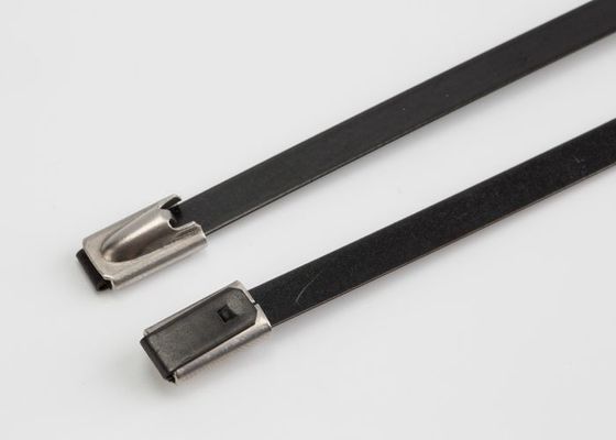 China Polyester Coated Ball Lock Stainless Steel Cable Tie , Reinforced Zip Ties Anti Rust supplier