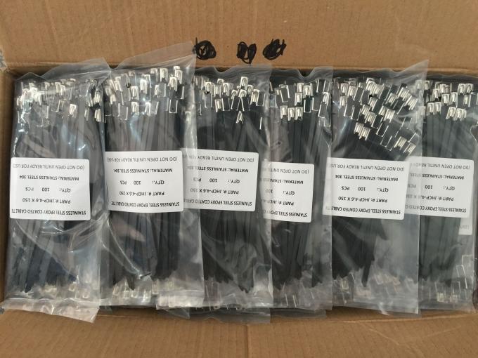 Uv Solar Ss304 / Ss316 Epoxy Coated Stainless Steel Cable Ties 100 Pcs / Bag Pack