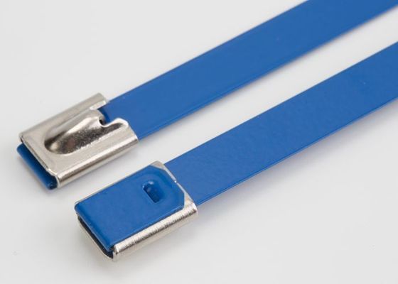 China Blue Color Epoxy Coated Stainless Steel Cable Ties Self Locking Zip Ties supplier