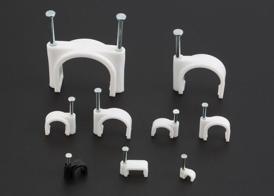 China Carbon Steel Nail Cable Wire Clips / Plastic Cable Clamps Round / Square Type supplier