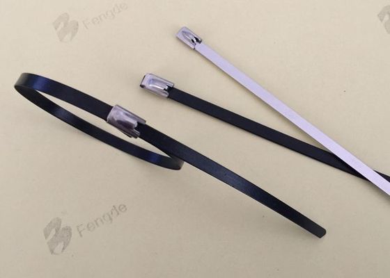 China Plastic Coated High Temp Zip Ties , Black Metal Zip Ties With 100kg Tensile Strength supplier