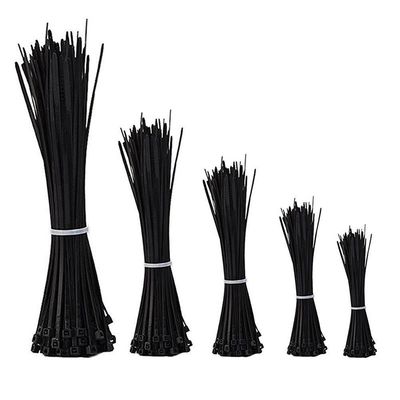 China 4.6X 400MM UV Black Nylon Cable Ties Self Locking Type 7.2mm Width supplier