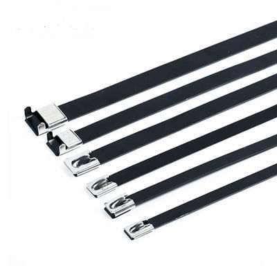 China Plastic Covered Metal Wire Ties , Black Stainless Steel Cable Tie Pvc Coated supplier