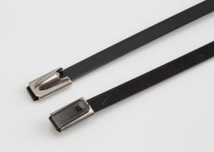 Polyester Coated Ball Lock Stainless Steel Cable Tie , Reinforced Zip