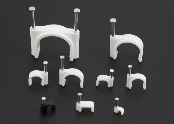 Carbon Steel Nail Cable Wire Clips / Plastic Cable Clamps Round / Square Type supplier