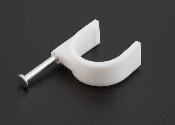 Carbon Steel Nail Cable Wire Clips / Plastic Cable Clamps Round / Square Type supplier