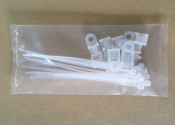 Nylon Tie Wraps With Saddle Clamp , Uv Resistant Cable Ties White 10 Pcs Per Parcking supplier