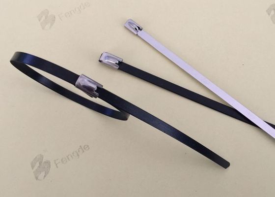 Plastic Coated High Temp Zip Ties , Black Metal Zip Ties With 100kg Tensile Strength supplier