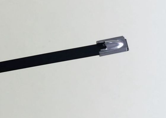 UV Black Metal Cable Ties , Stainless Steel Ties For Banding Electronic Wires supplier