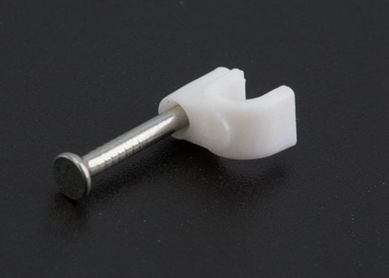 White Plastic Circle Cable Wire Clips / Screw In Cable Clips With Steel Nail 100pce Per Pkt supplier