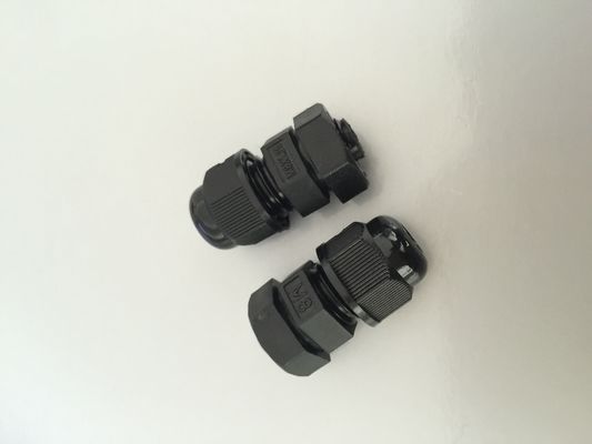 M8 X 1.25 Plastic Cable Gland , Waterproof Cable Connector Black Color supplier