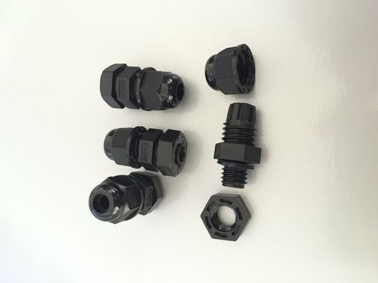 M8 X 1.25 Plastic Cable Gland , Waterproof Cable Connector Black Color supplier