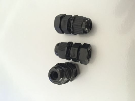 M8 X 1.25 Plastic Cable Gland , Waterproof Cable Connector Black Color supplier